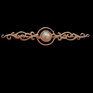 Vtg Monet Faux Pearl Bar Scroll Pin Brooch
